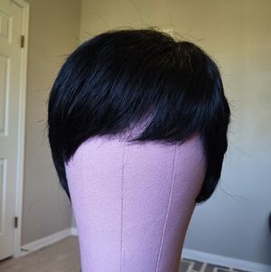 Black Pixie Cut Wig Bangs Short Glueless Classic Layered Synthetic Hair New